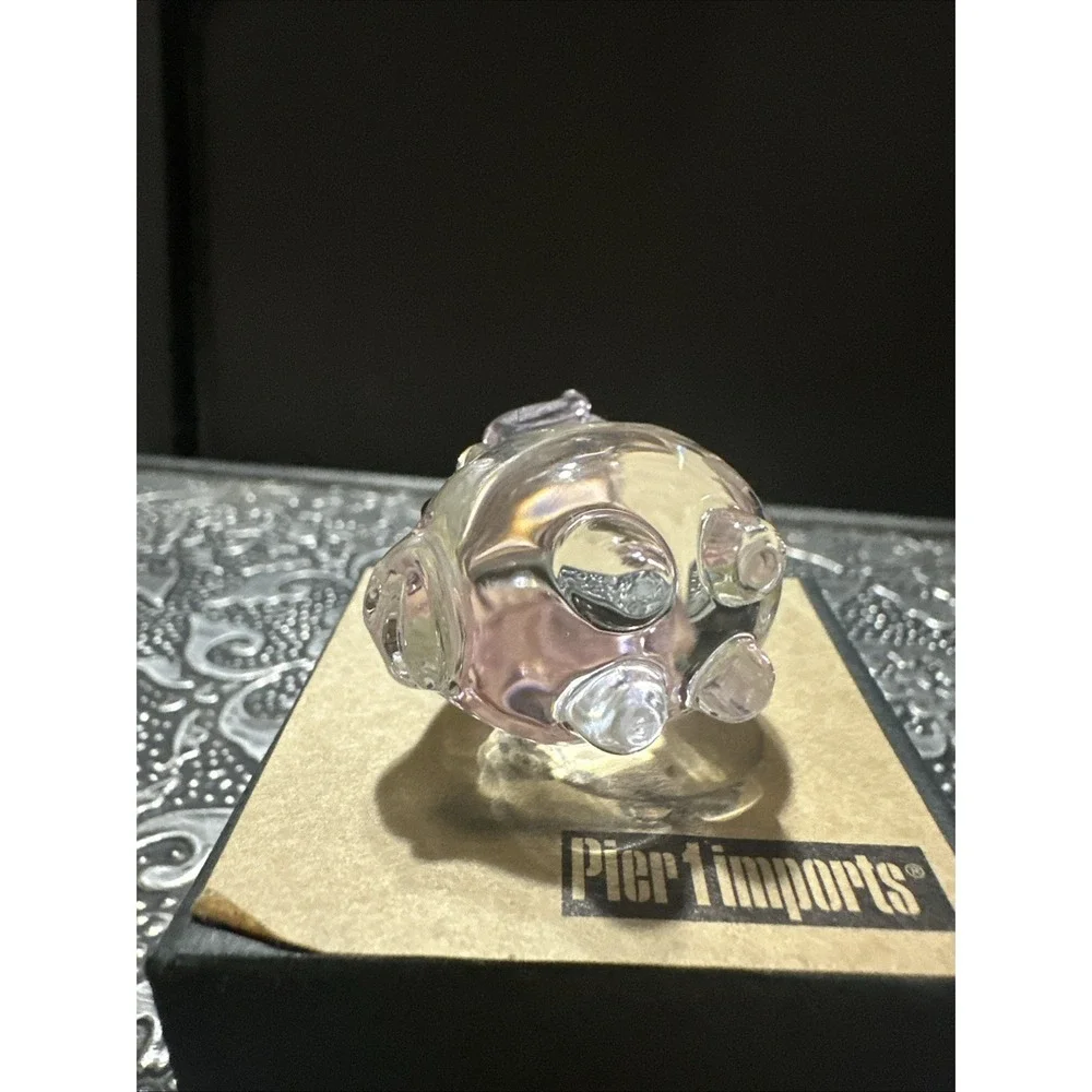 Pier 1 Imports Penelope‎ Pig Mini Small Glass Pig w/Pink Wings 1.5